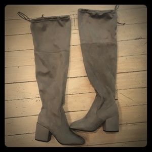 Grey over the knee boots